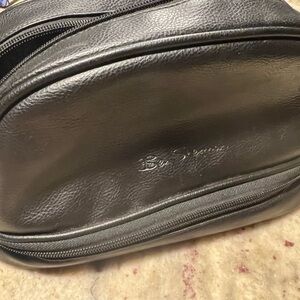 Ben Sherman Black Leather Toiletry Bag